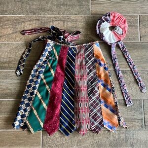 Handmade Skirt Made Entirely from Ties + Matching Scrunchies — SKU 08151